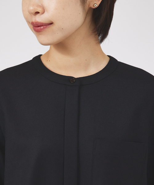 【美品】qualité qualite カリテ　ウールサキソニーブラウス qualite シャツ ブラウス 「セットアップ対応」ウールサキソニー