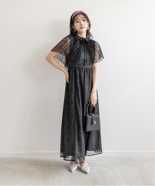 RANDA ワンピース マルチWAYケープ付きレースワンピース