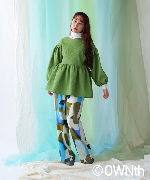 tシャツ ジャガードペプラムトップス レディース ur's tシャツ ふくれジャガードペプラムトップス レディース