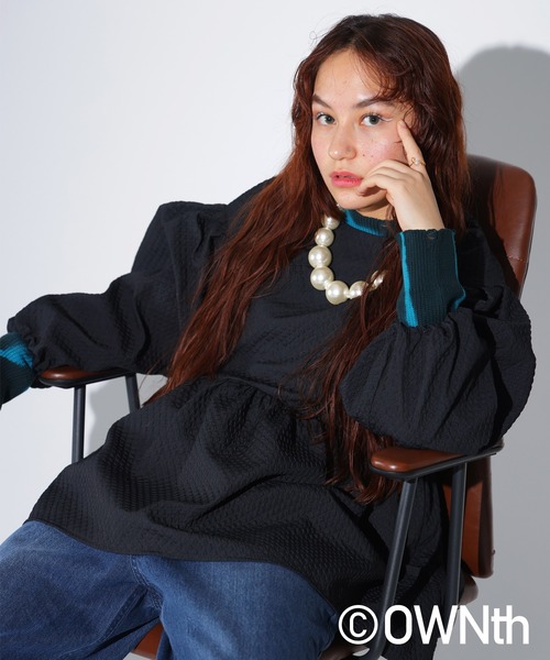 tシャツ ジャガードペプラムトップス レディース OWNth tシャツ ジャガードペプラムトップス レディース