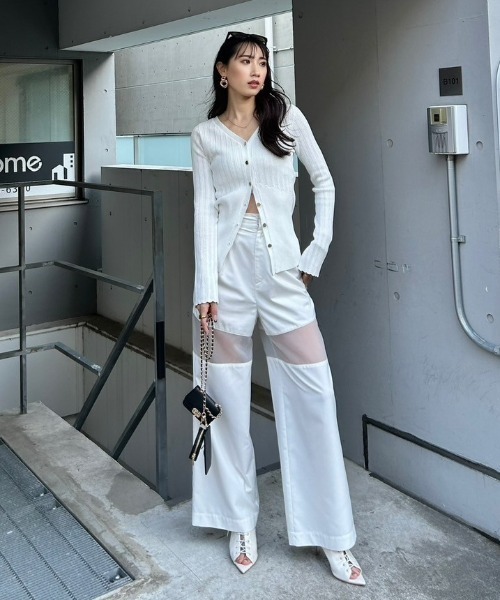 rienda（リエンダ） ニット セーター シアーストライプニットトップス