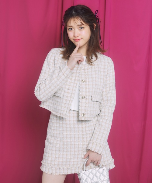 CHANEL◇ツイードベルテッド/ジップパスキニーパンツ/34/デニム