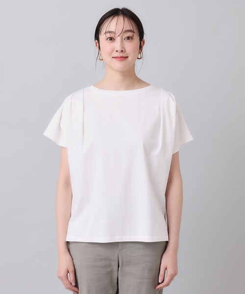 美品 アンタイトル コットンタックスリーブシャツ 洗える オーバーサイズ 1 UNTITLED tシャツ 「コットン100／8色展開」肩タックプル