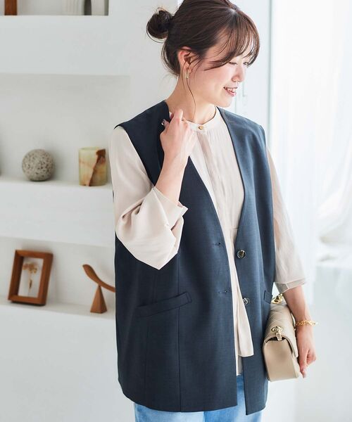 ベスト ジレ Vカラージレジャケット レディース
