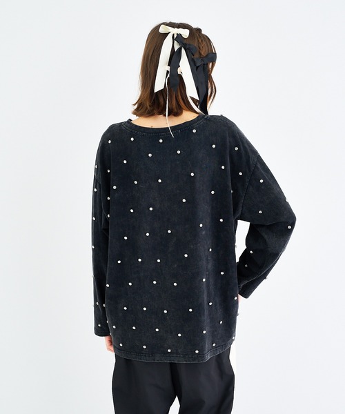 tシャツ ヴィンテージライクビジューロングスリーブTシャツ レディース tシャツ ヴィンテージライクビジューロングスリーブTシャツ