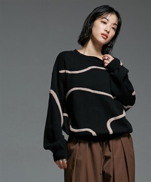 Soiunique（スワユニーク） ニット セーター アート柄ジャガードニット