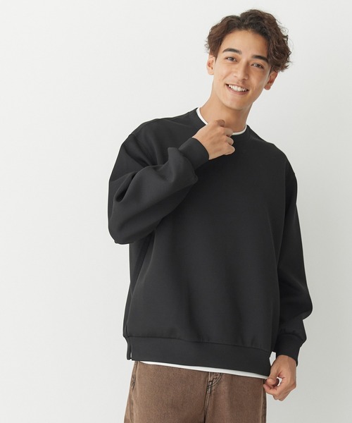 ENFOLD / ダンボール スウェットレイヤーPULLOVER エンフォルド ダンボールスウェット レイヤープルオーバー 黒 白