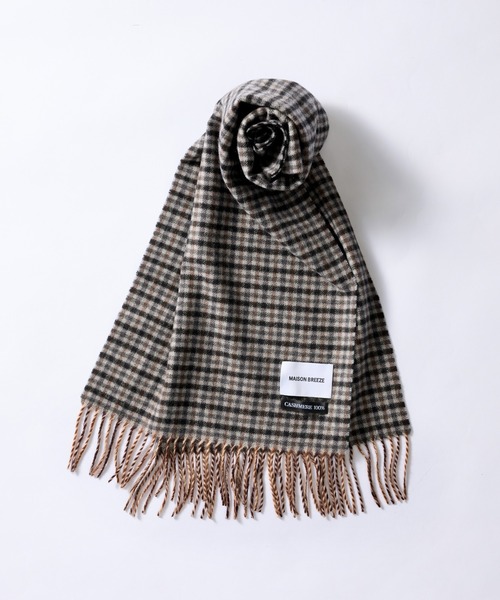 【新品 未使用】 SET UP7 カシミア100% チェック柄 マフラー セール】【SETUP7】カシミヤ100％ チェック柄マフラー 60T39