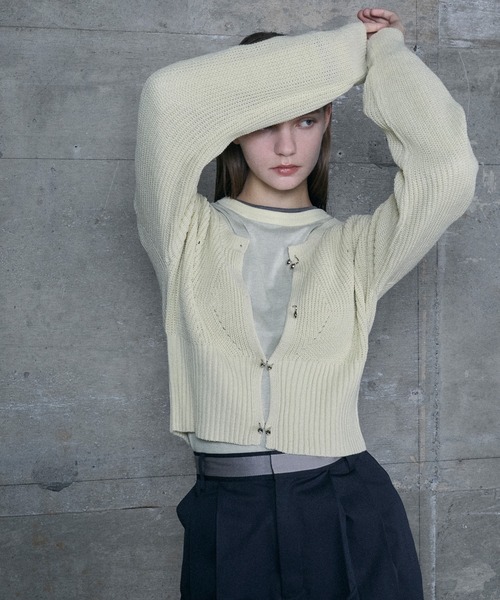 le ELMi カーディガン Cropped hook knit cardigan / クロップド