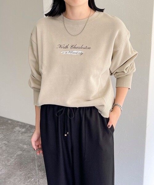 PERVERZE グレー クロップドスウェット tops-02450 裏起毛クロップドハーフジップスウェット グレー