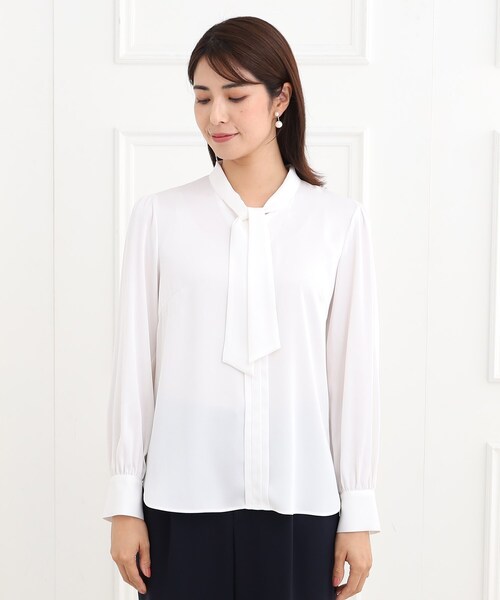 ブラウス シャツ 「夏SALE／接触冷感／マシンウォッシュ可／吸水速乾／セットアップ可」ボウタイブラウス レディース Reflect ブラウス シャツ 「夏SALE／接触冷感／マシンウォッシュ