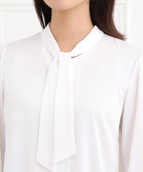 ブラウス シャツ 「夏SALE／フォーマル/マシンウォッシュ可」シルキーボウタイデザインブラウス レディース Reflect｜【夏SALE/フォーマル/マシンウォッシュ可】シルキー