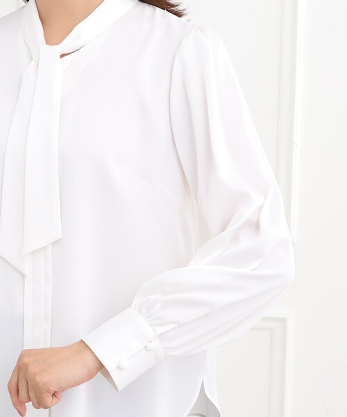 ブラウス シャツ 「夏SALE／フォーマル/マシンウォッシュ可」シルキーボウタイデザインブラウス レディース Reflect ブラウス シャツ 「夏SALE／フォーマル/マシン