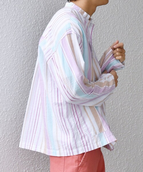 マルチカラーストライプシャツ SHIPS any シャツ any: BEZ TEXTILE マルチカラー ストライプ