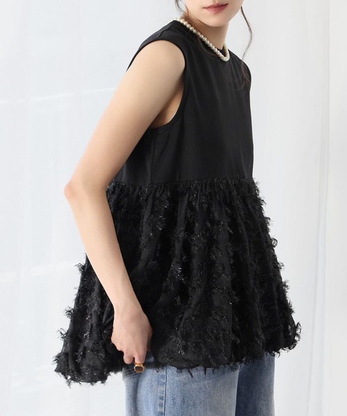 tシャツ 「2025SS」カットジャガードドッキングカットソー「洗える」 レディース