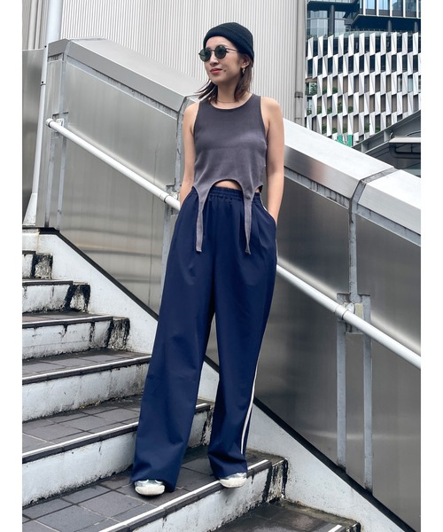 Ungrid ラインデザインラフタックパンツ ネイビー セール】ラインデザインラフタックパンツ（その他パンツ