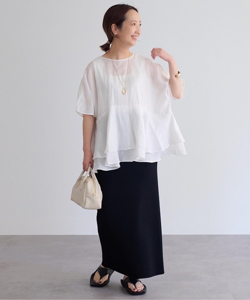 m.s　美品 PUAL CE CIN ラミー2枚重ねペプラムブラウス ラミー2枚重ねペプラムブラウス（シャツ/ブラウス）｜PUAL CE