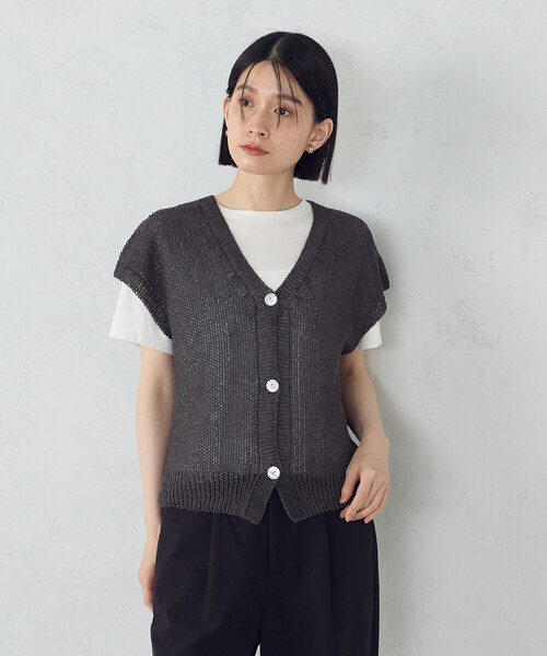 COMME CA ISM（コムサイズム） ベスト ジレ ホールガーメント 前開き 