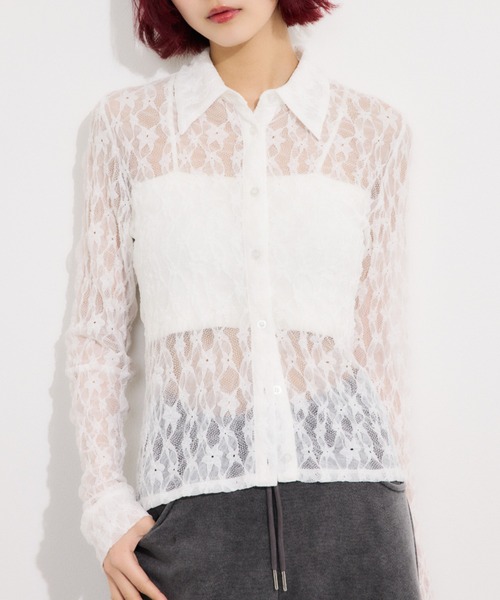SLY レースシャツ　新品 SLY ブラウス シャツ FLOWER LACE TOPS フラワー レース