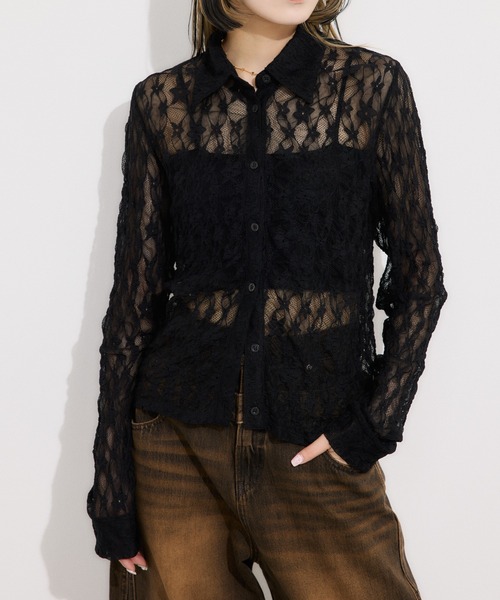 SLY ブラウス シャツ LACE COMPACT SH レース コンパクト