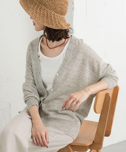 URBAN RESEARCH DOORS カーディガン リネンVネックカーディガン