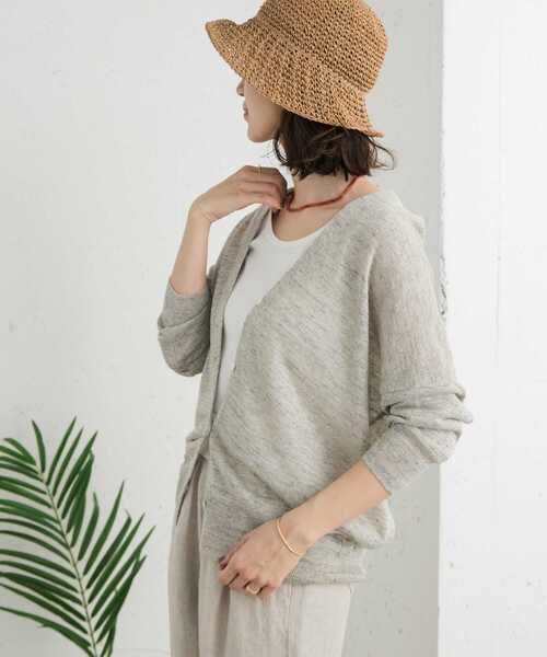 URBAN RESEARCH DOORS カーディガン リネンVネックカーディガン
