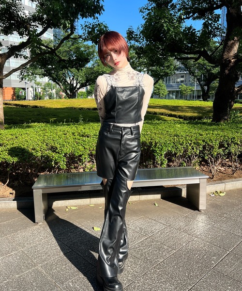 SoLA（ソラ） パンツ サイドカットレザーフレアパンツ「iori_2038