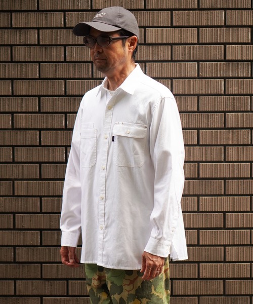 LOHEN ローヘン ビッグパッチオーバーシャツ ホワイト FREE 日本製 BROOKLYN OVERALL（ブルックリンオーバーオール） シャツ ダブルパッチ