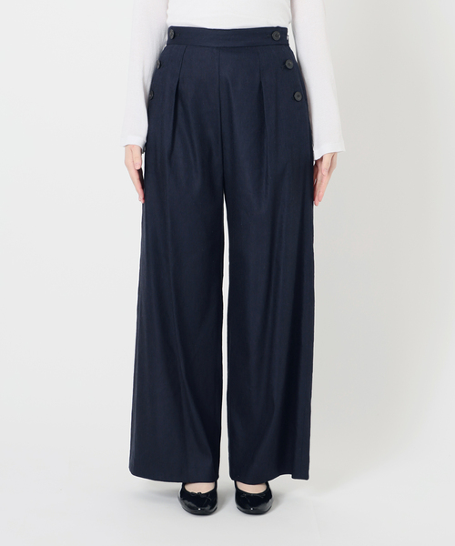IENA パンツ リネンストレッチ マリンパンツ レディース
