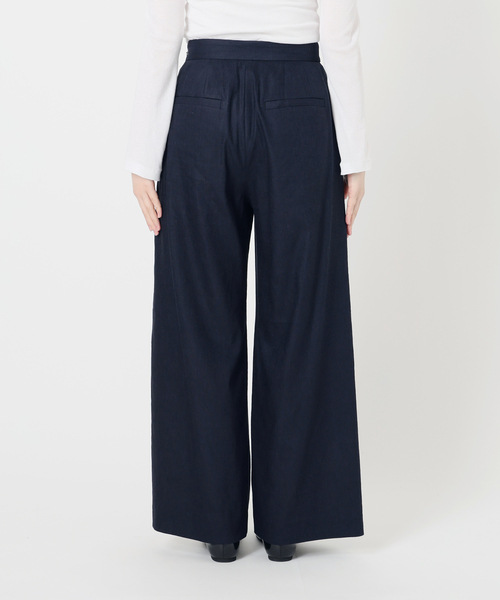 IENA パンツ リネンストレッチ マリンパンツ レディース