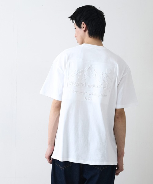 エンボス テクスチャ 半袖 Tシャツ 大人カジュアル ESTACOT (エスタコット) エンボスロゴ クルーネック 半袖 T