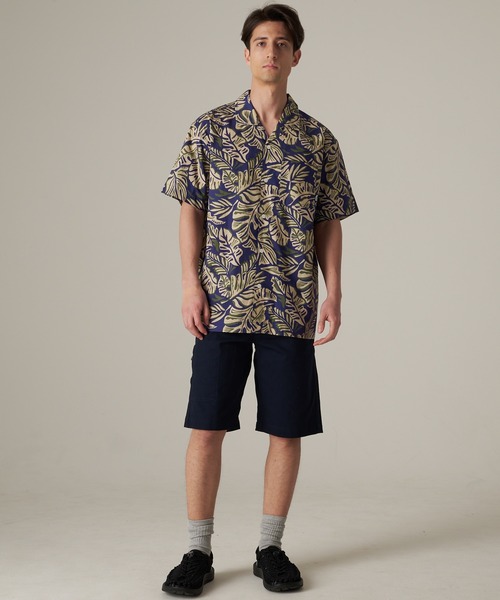 専用　タグ付き新品未使用Eddy アロハシャツ Lサイズ ネイビー系 Eddie Bauer（エディーバウアー） アロハシャツ シャツ 半袖 バハ