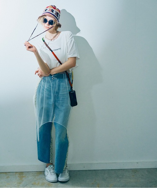 tシャツ M2480 チュールメッシュ２ＷＡＹロングタンク レディース