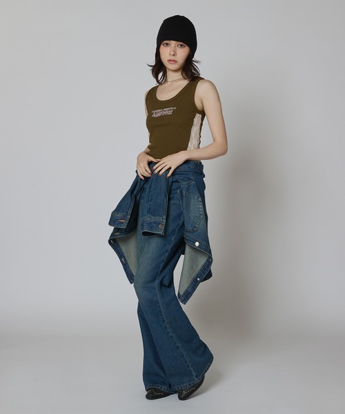 【新品・未使用 タグ付き】アクレント セミフレアデニムパンツ ウォッシュ加工 ヴィンテージウォッシュJ/Wセミフレアデニムパンツ｜ACLENT