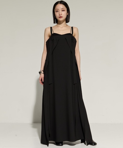 STUDIOUS ステュディオス　シアー　ワンピ　レイヤード　ブラック STUDIOUS ワンピース 「STUDIOUS/ステュディオス」V Neck