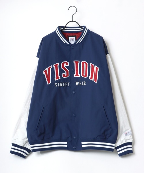 「VISION STREET WEAR」 スタジャン LL グリーン メンズ_画像5