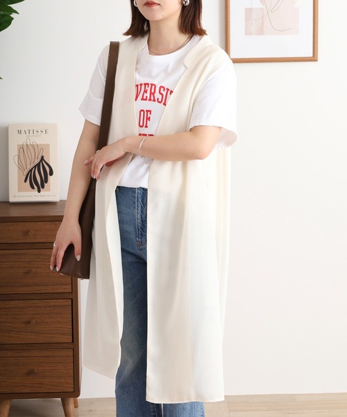 ベスト ジレ EGLANTINE 後ろプリ―ツロングジレ レディース EGLANTINE ベスト ジレ 後ろプリ―ツロングジレ レディース