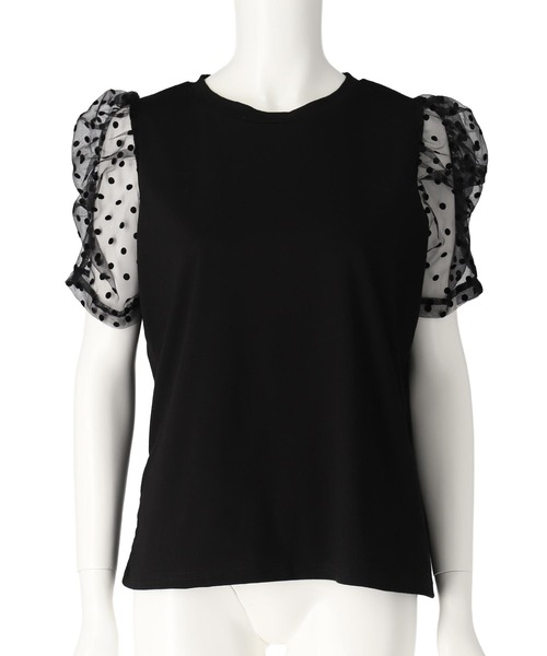 AVN 売れ筋商品|||エーブイエヌ Tシャツ トップス レディース Tops Black ANAP tシャツ シアー ドット スリーブ Tシャツ トップス