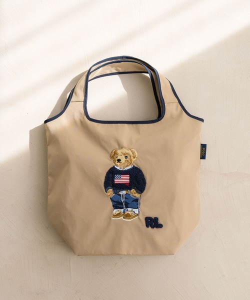 Ralph Lauren ポロベアベージュ刺繍ハンドバッグ POLO RALPH LAUREN（ポロ・ラルフローレン） トートバッグ ポロベア
