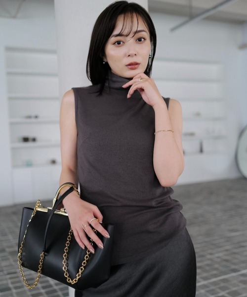 tシャツ テンセルウールノースリーブカットトップス レディース