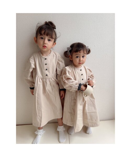「p.premier」 「KIDS」長袖ワンピース 100 ベージュ キッズ_画像7