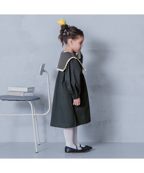 「p.premier」 「KIDS」長袖ワンピース 100 ベージュ キッズ_画像9