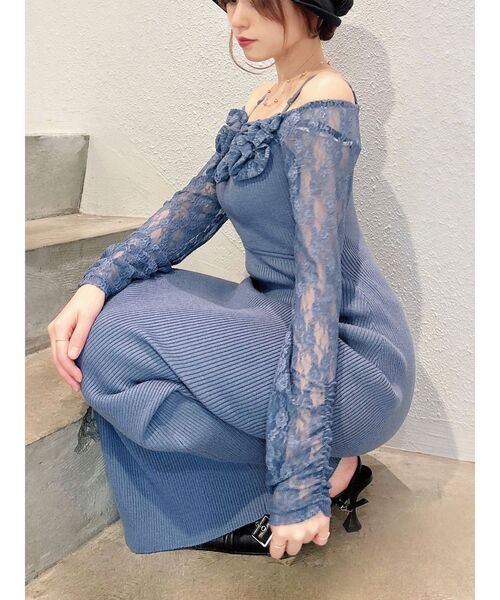 RESEXXY（リゼクシー） ワンピース レースモチーフドッキンクニット