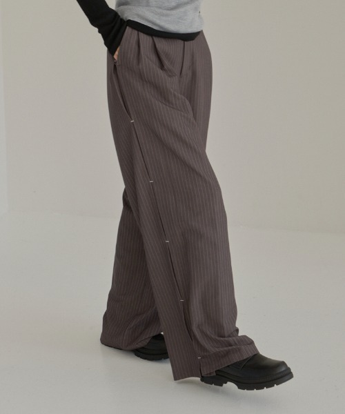 haek スラックス パンツ stripe wide pants/ストライプワイド