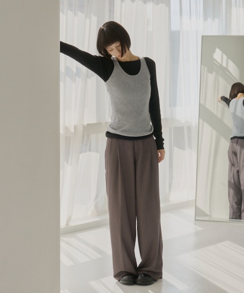 haek sサイズ stripe wide pants/ストライプワイドパンツ stripe wide pants/ストライプワイドパンツ（スラックス）｜haek