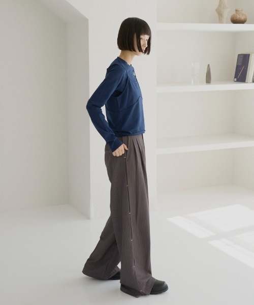 haek sサイズ stripe wide pants/ストライプワイドパンツ stripe wide pants/ストライプワイドパンツ（スラックス）｜haek