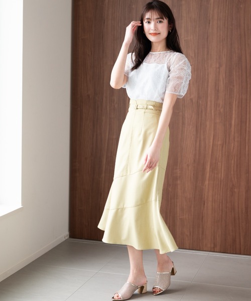 「MISCH MASCH」 半袖ブラウス フリ- ブラック レディース_画像4