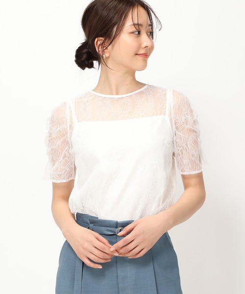 「MISCH MASCH」 半袖ブラウス フリ- ブラック レディース_画像7