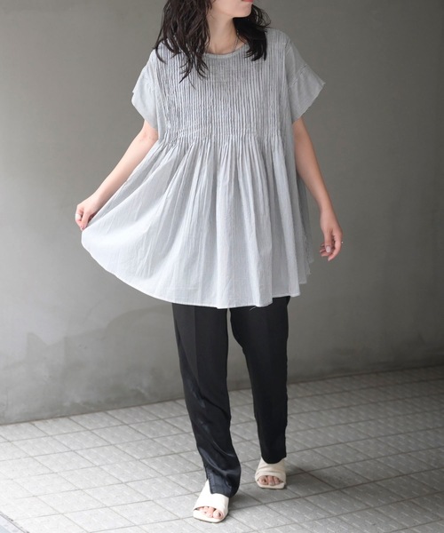 「&HALF」 「Worldclass」半袖チュニック M ブルー系その他 レディース_画像4