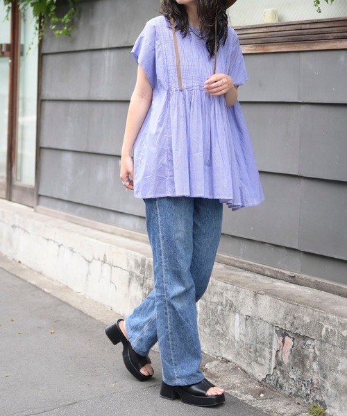 「&HALF」 「Worldclass」半袖チュニック M ブルー系その他 レディース_画像6